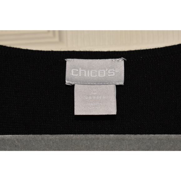 CHICO'S $99 Black Beaded Easy Dolman Sleeve V-Neck Sweater Chico's 0 / US Small - Picture 4 of 4